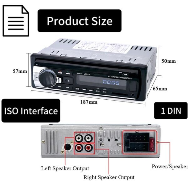 Radio Mp3 1Din 60Wx4 Bluetooth - Imagen 4