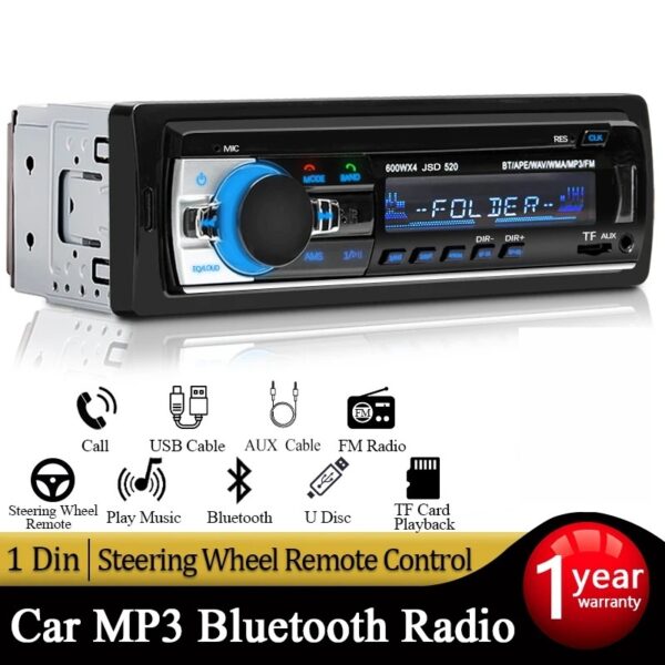 Radio Mp3 1Din 60Wx4 Bluetooth