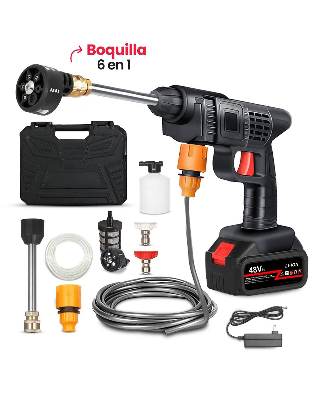 Hidrolavadora Portátil 48V 464 PSI con 2 Baterías