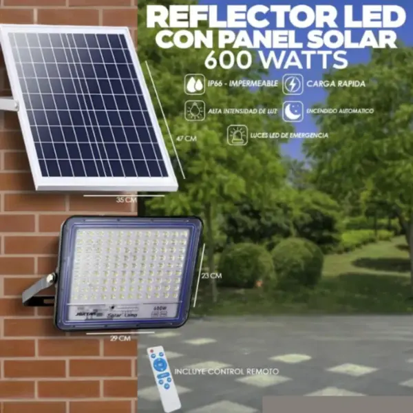 Reflector Solar 600W LED con Control Remoto | Súper Potencia y Ahorro - Imagen 5