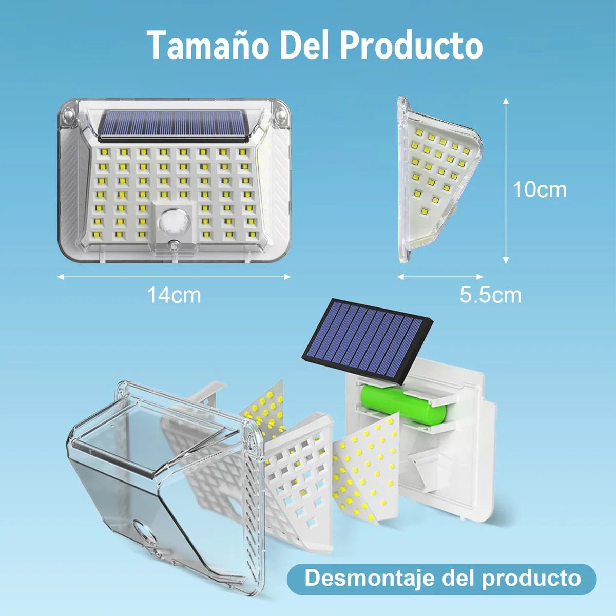 Lampara Solar 90 LED Sensor x 2 - Imagen 3