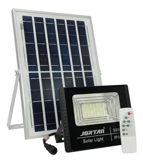Reflector LED De 50W. IP66 Con Panel Solar y Control Remoto Jortan