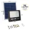 Reflector Solar 100W Jortan LED Exterior IP66 con Panel y Control Remoto