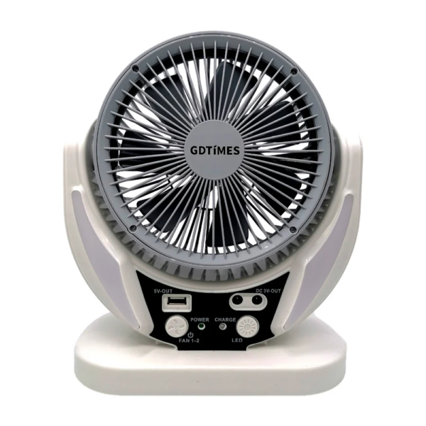 Ventilador Recargable Solar Compacto para Apagones y Camping