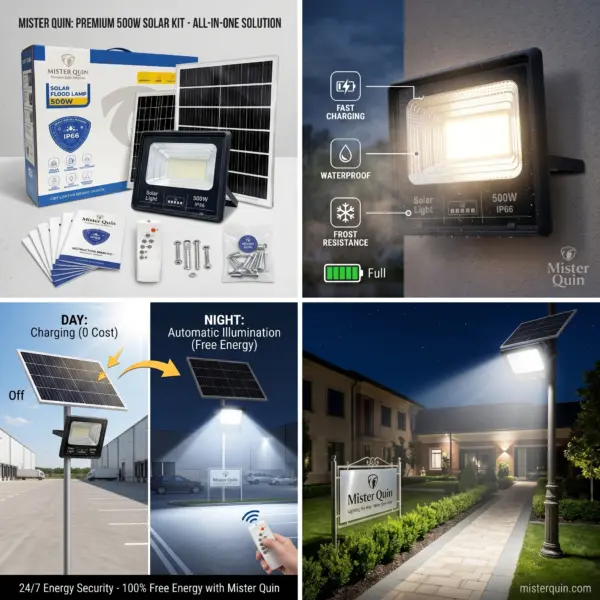 Reflector Solar LED 500W Jortan + Panel y Control