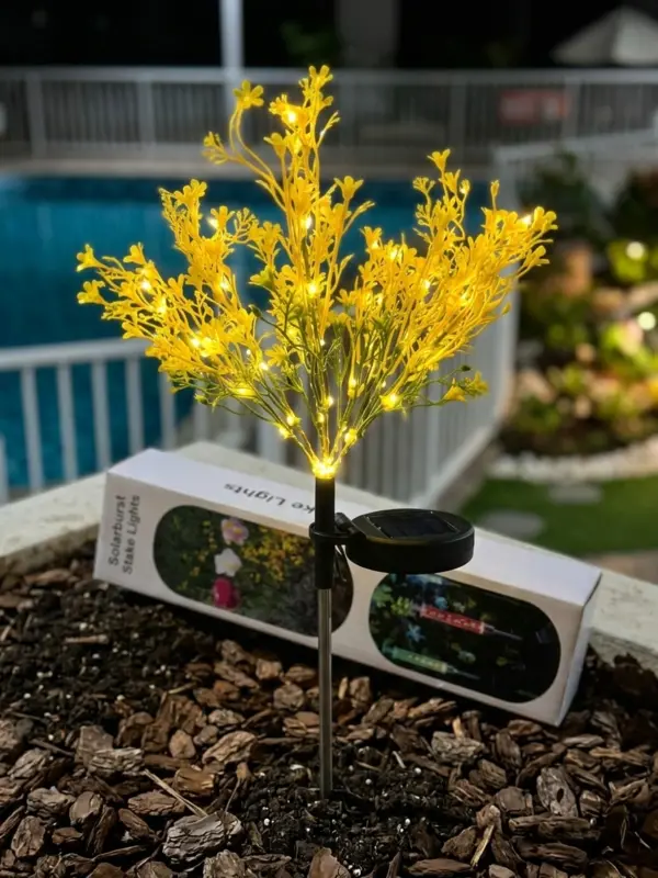 Luces Solares LED Decorativas Amarillas para Jardín y Balcón – Encendido Automático Lampara Solar Planta Amarilla para Jardín