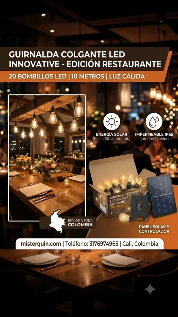 Guirnalda Solar LED 10 Metros 20 Bombillos -3 Guirnalda Solar LED 10 Metros con 20 Bombillos Luz Cálida IP65 para Exterior e Interior