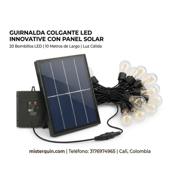 Guirnalda Solar LED 10 Metros 20 Bombillos Guirnalda Solar LED 10 Metros 20 Bombillos