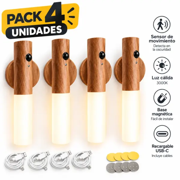 Lampara Decorativa Con Sensor Inalámbrica Magnetica Pack 4 Lampara Decorativa Con Sensor Inalámbrica Magnetica Pack 4